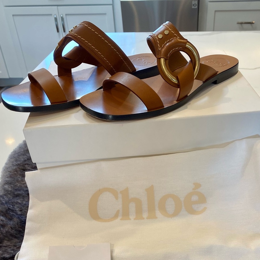 Chloe size 7.5 cognac brown sandals